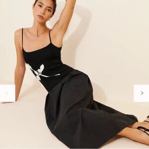 Women's Black Drop Waist Midi Dress